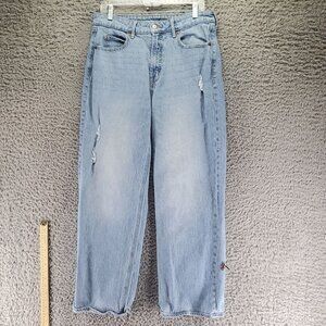 Old Navy Jeans Womens 12 Light Blue High-Rise Sky-Hi Wide Leg Stretch Denim